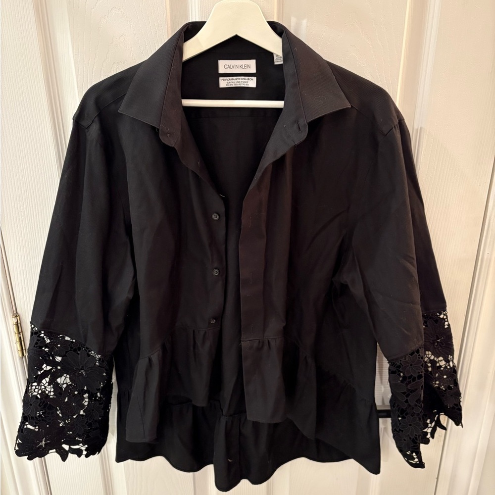 Custom made - Black Blouse with Lace Sleeves
